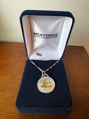 Montana Silversmiths Praying Cowboy Cross Silver & Gold Tone Pendant Necklace